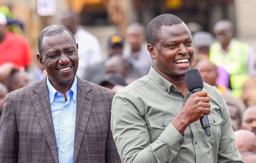 Kiharu MP Ndindi Nyoro and President William Ruto during a past rally
