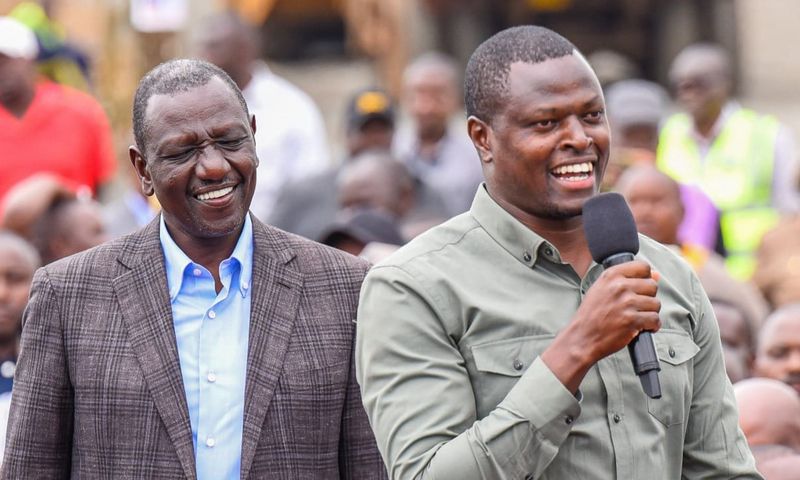 Kiharu MP Ndindi Nyoro and President William Ruto during a past rally