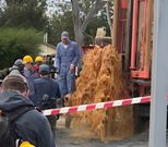 Mr Beast at the site of one of the wells dug through his charity initiative in Kenya