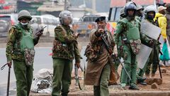 Anti-riot police officers in Nairobi CBD