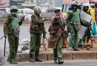 Anti-riot police officers in Nairobi CBD