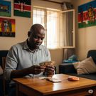 An AI-generated image of a man counting money