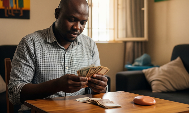 An AI-generated image of a man counting money
