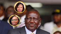 A collage of President William Ruto, Millicent Omanga and Faith Odhiambo