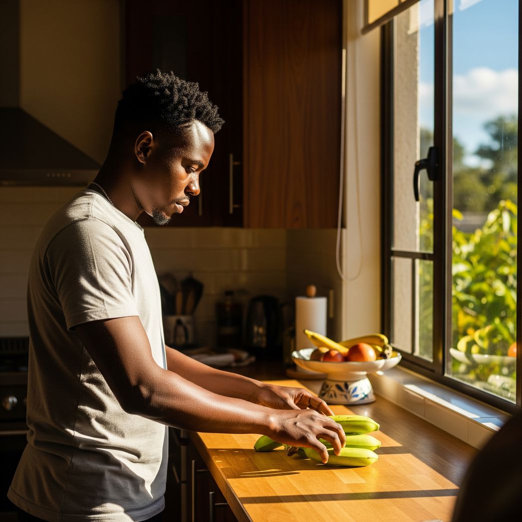 Using the counter to ripen bananas