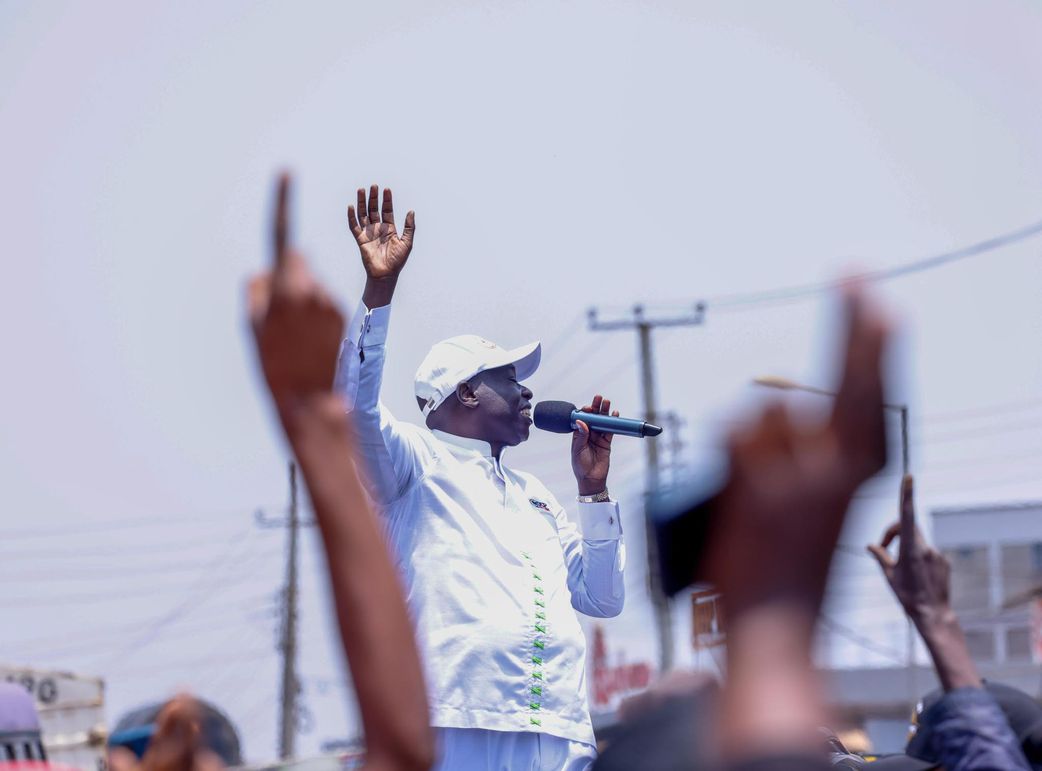 DCP leader and former Deputy President Rigathi Gachagau addressing a rally on Saturday, September 13