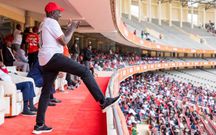 President William Ruto wearing Ferragamo Gancini Round-Toe Lace-Up Sneakers