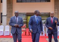 File image of former Deputy President Rigathi Gachagua, President William Ruto and deputy president Kindiki Kithure
