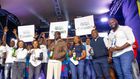 From left Zipporah Ndung’u- Senior Brand Manager, Juliet Museo- Management Trainee, music artist Harry Craze, Ken Mutula- Marketing Manager, Spirits and George Karume, Brand Manager, Black & White at EABL, during