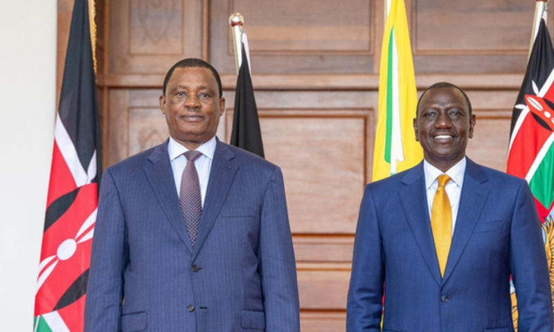 President William Ruto with Public Service CS Justin Muturi