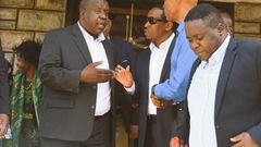 Former Interior CS Fred Matiang'i during a funeral service in Kiambu