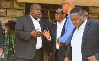 Former Interior CS Fred Matiang'i during a funeral service in Kiambu