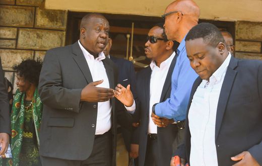 Former Interior CS Fred Matiang'i during a funeral service in Kiambu