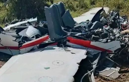 The wreckage of the Kenya Airforce plane which crashed in Kwale on Saturday, June 14