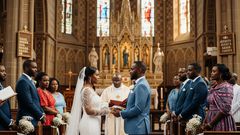 An AI-generated image of a couple during their wedding