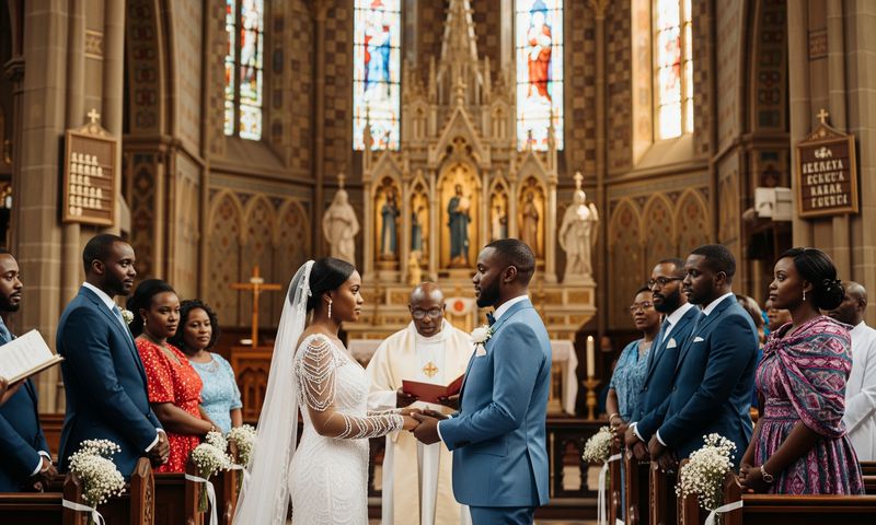 An AI-generated image of a couple during their wedding