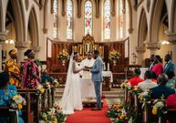 An AI-generated image of a couple during their wedding