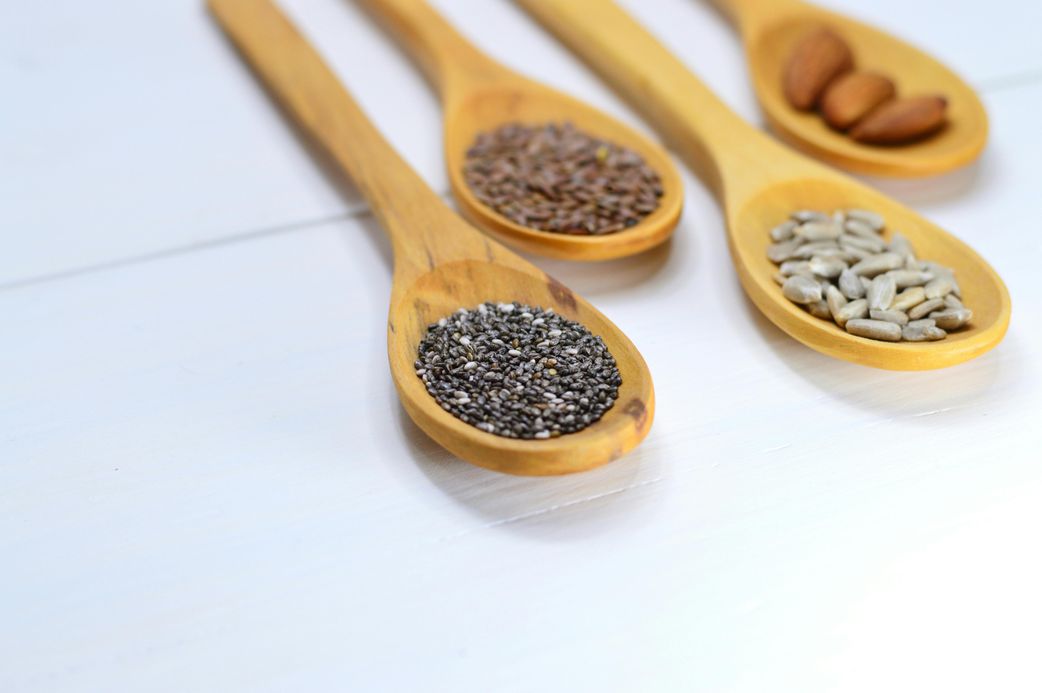Chia seeds and flax seeds