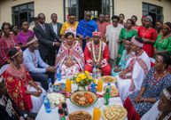 An AI-generated image of a couple during their traditional wedding