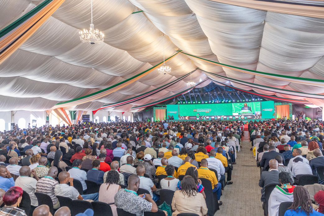 President William Ruto speaking at the 9th Devolution Conference in Homa Bay