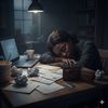 An AI-generated image of a woman sad in her house