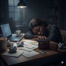 An AI-generated image of a woman sad in her house