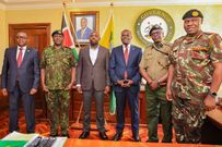 Interior CS Kipchumba Murkomen with Nairobi Governor Johnson Sakaja and National Police Service bosses