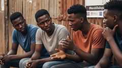 An AI-generated image of men discussing circumcision