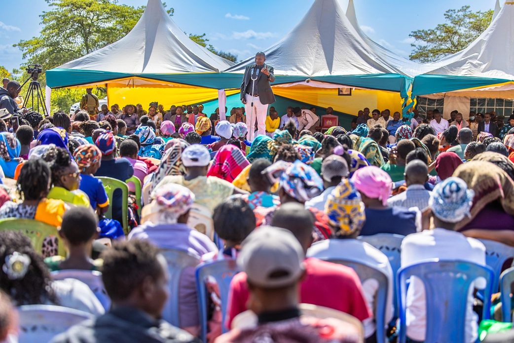 DP Kithure Kindiki speaking at an economic empowerment event in Wote on Saturday, June 14