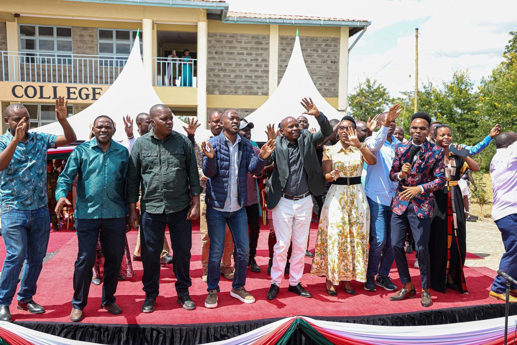 DP Kithure Kindiki and other politicians at an economic empowerment event in Wote on Saturday, June 14