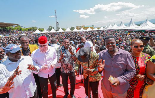 Politicians allied to President William Ruto at an empowerment event in Sirisia on Saturday, June 14