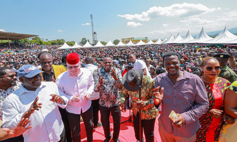 Politicians allied to President William Ruto at an empowerment event in Sirisia on Saturday, June 14