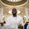 An AI-generated image of a Muslim in a mosque