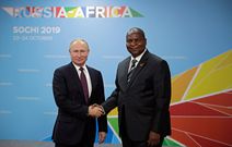 Central African Republic Faustin-Archange Touadéra with Russia's president Vladmir Putin