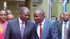 President William Ruto speaking with Treasury CS John Mbadi during a past function