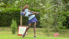 Overall Gross Lady Winner Cherono Kipkorir in action during Royal Nairobi Golf Club leg of the 2025 NCBA Golf Series