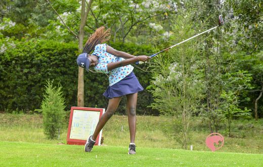 Overall Gross Lady Winner Cherono Kipkorir in action during Royal Nairobi Golf Club leg of the 2025 NCBA Golf Series