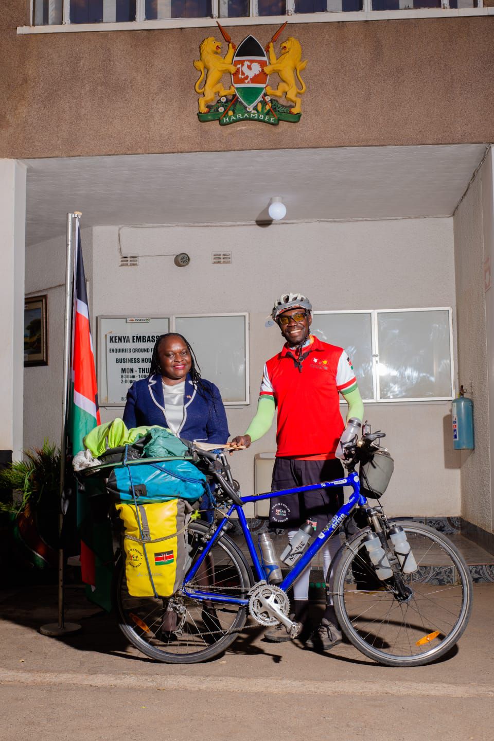 Ben Haggai with Kenya’s Ambassador to Zimbabwe, Gertrude Angote, who hosted him at Kenya’s High Commission in Harare.  
