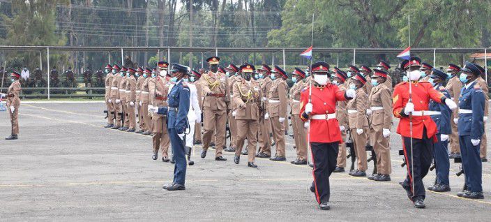Specialist Cadets Commissioning parade at the Kenya Military Academy (KMA), Lanet in Nakuru on July 24, 2020