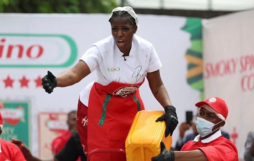 Hilda Baci during her world record attempt for the largest dish of jollof rice