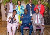 Raila Odinga poses with ODM delegates at Serena Hotel on October 3, 2025