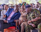 President William Ruto and IG Douglas Kanja during a high-level meeting of security chiefs at State House, Nairobi on June 28, 2025. /PCS