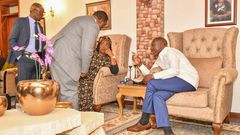 President William Ruto condoles with Ida Odinga at Raila Odinga's residence in Karen