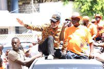 ODM party leader Oburu Odinga arriving at the Mama Ngina waterfront park in the company of Mombasa governor Abdulswamad Nassir