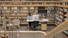 Students in a library