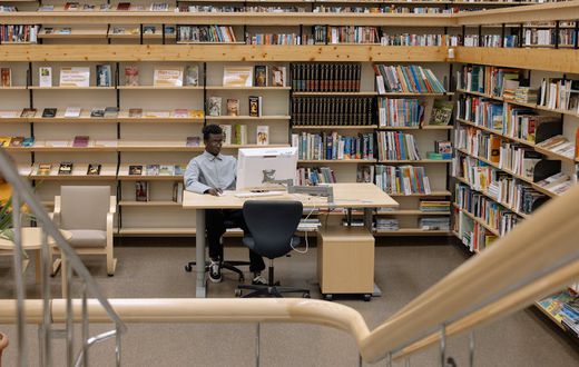 Students in a library