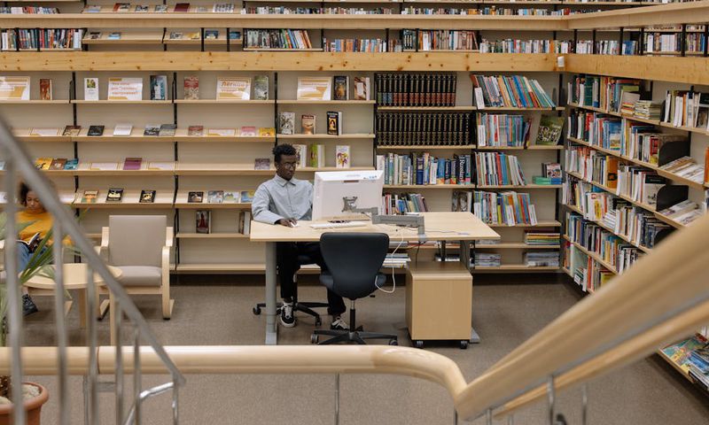 Students in a library