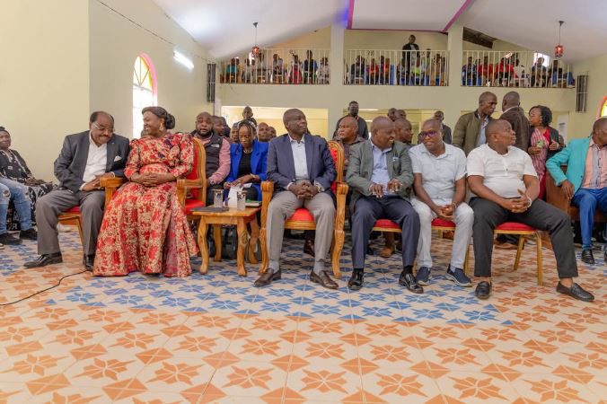 Former Deputy President Rigathi Gachagua attending a Sunday service at Kanunga Baptism Church in Nyeri County on December 15, 2024