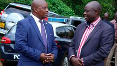 File image of Nyeri Governor Mutahi Kahiga with impeached Deputy President Rigathi Gachagua