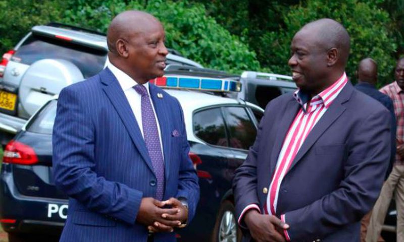 File image of Nyeri Governor Mutahi Kahiga with impeached Deputy President Rigathi Gachagua